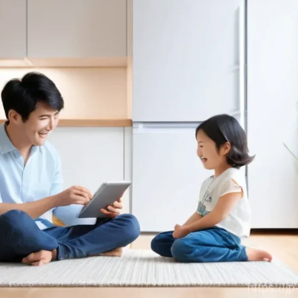 에너지 절약 기술의 경제적 전망 - **Prompt:** A cozy and modern Japanese living room bathed in soft, natural light, showcasing advance...