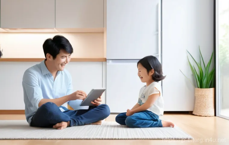 에너지 절약 기술의 경제적 전망 - **Prompt:** A cozy and modern Japanese living room bathed in soft, natural light, showcasing advance...